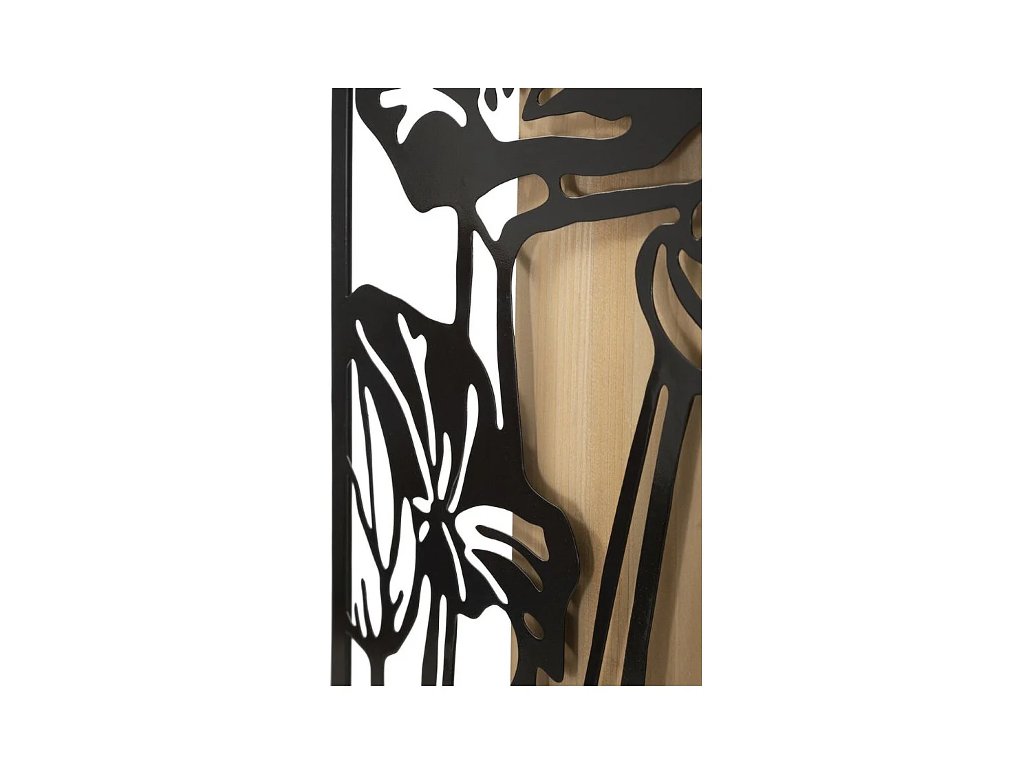 Decoração em Metal e Madeira Flores 55, Castanho, 60x2x90 cm, Epikasa