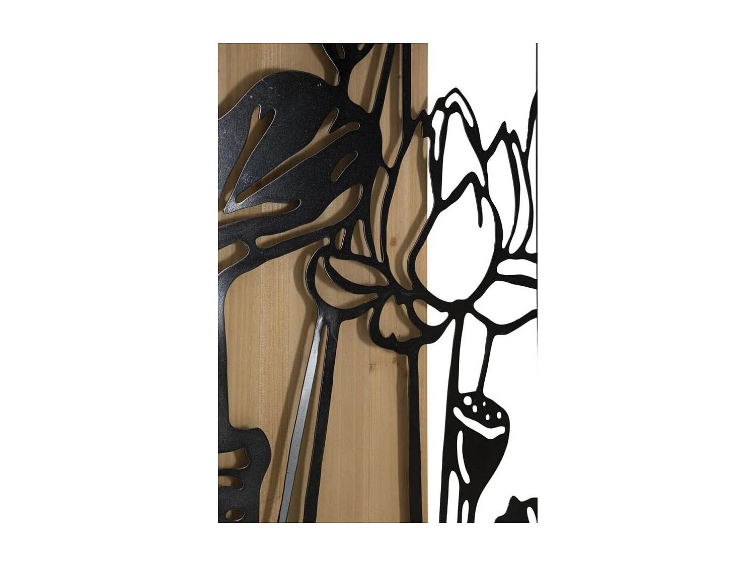 Dekoracja z Metalu i Drewna Kwiaty 55, Brązowy, 60x2x90 cm, Seven Design