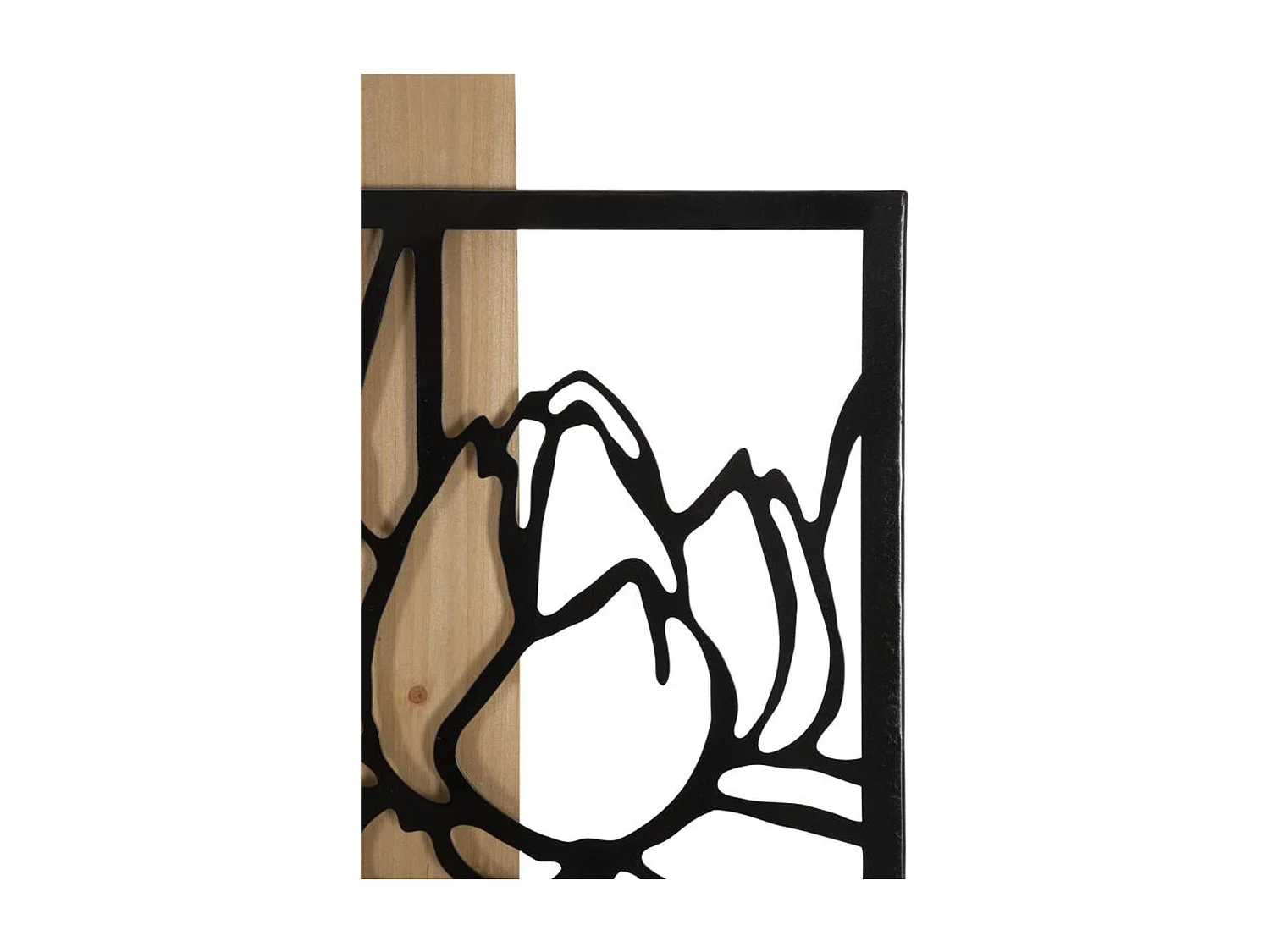 Dekoracja z Metalu i Drewna Kwiaty 55, Brązowy, 60x2x90 cm, Seven Design