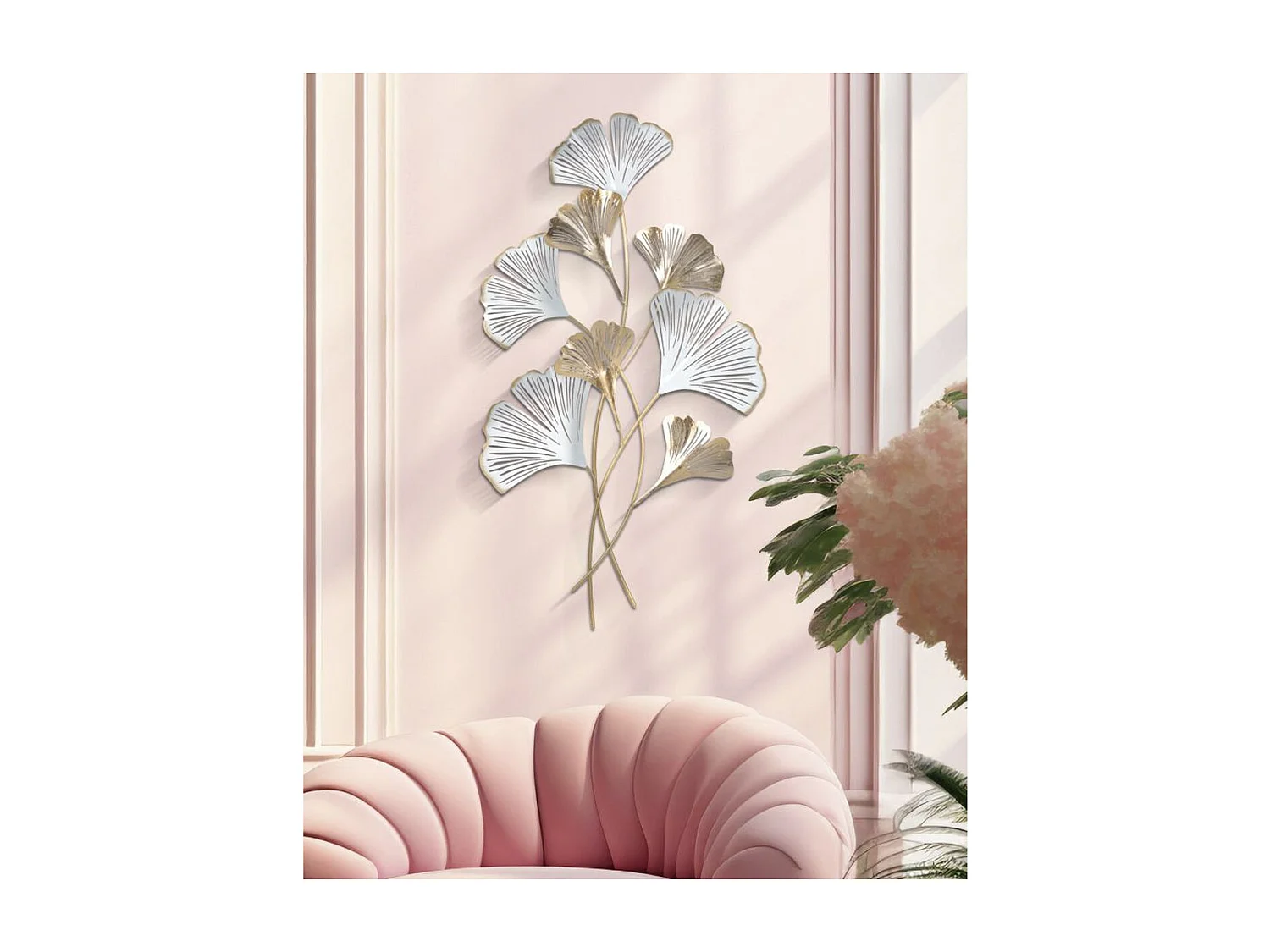 Décoration 3D en Métal Feuille 39, Multicouleur, 58x5x104,8 cm, Seven Design