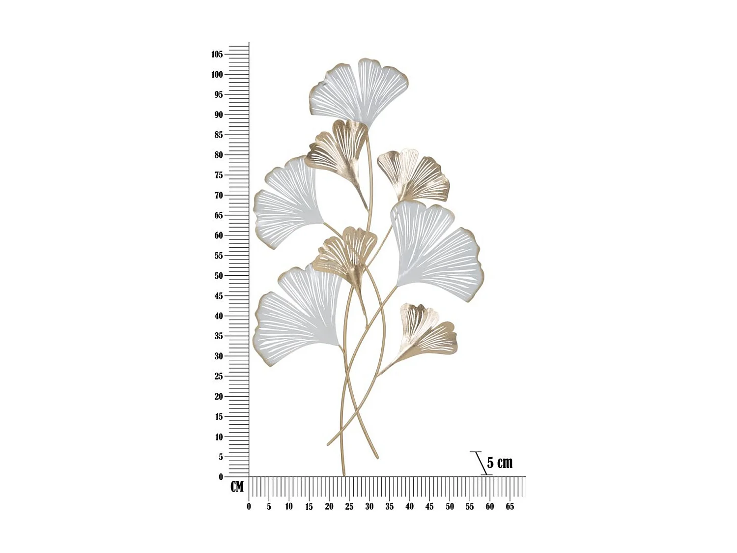 Décoration 3D en Métal Feuille 39, Multicouleur, 58x5x104,8 cm, Seven Design