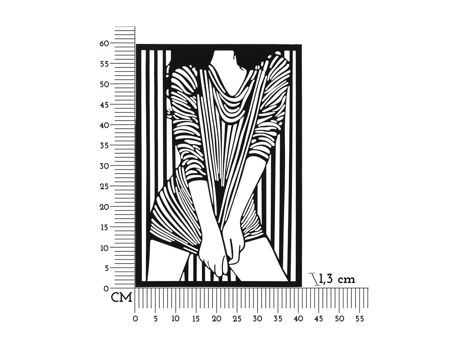 Dekoracja Metalowa Ciała 2, Czarny, 40x1,3x60 cm, Epikasa