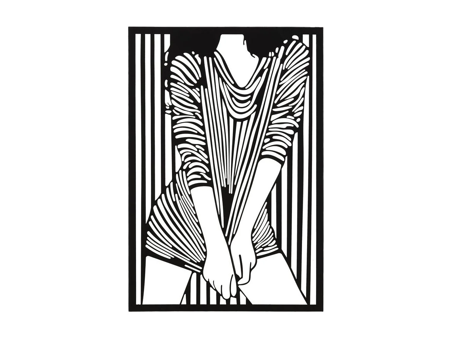 Décoration en Métal Corps 2, Noir, 40x1,3x60 cm, Seven Design