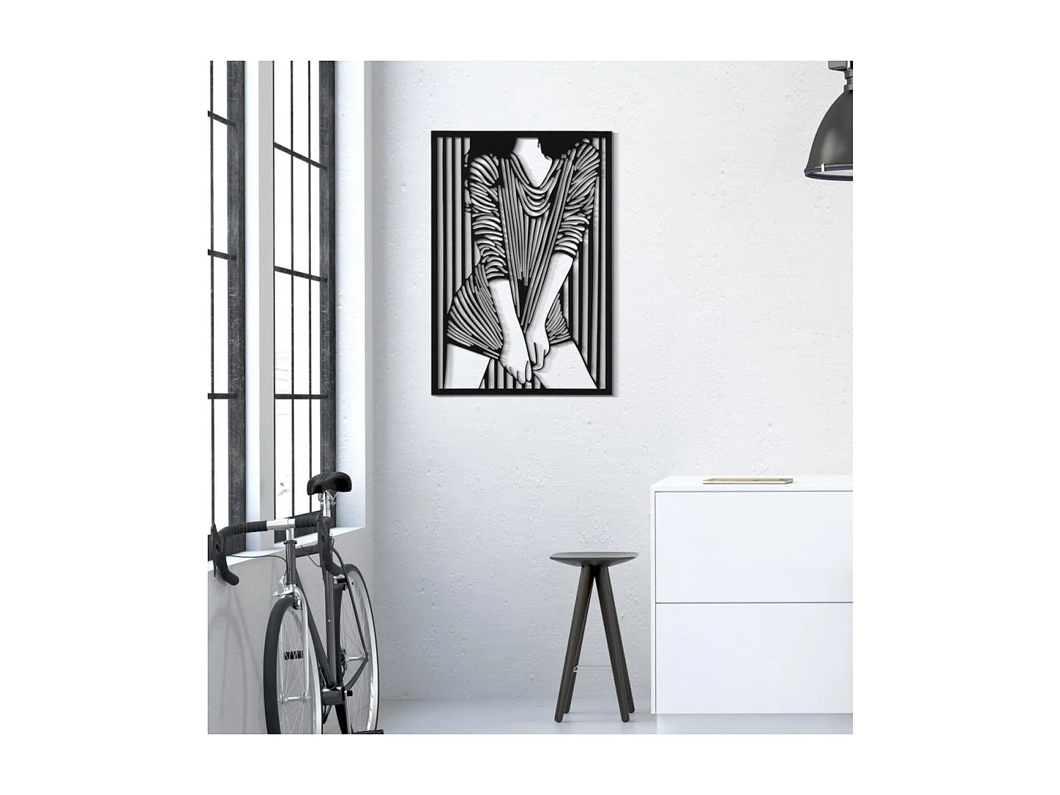 Décoration en Métal Corps 2, Noir, 40x1,3x60 cm, Seven Design