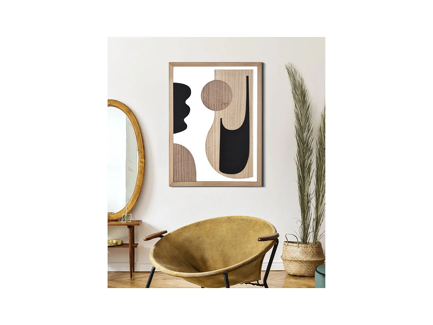 Dekoracja z Metalu i Drewna Geometryczny 7, Wielokolorowy, 60x2x80 cm, Epikasa