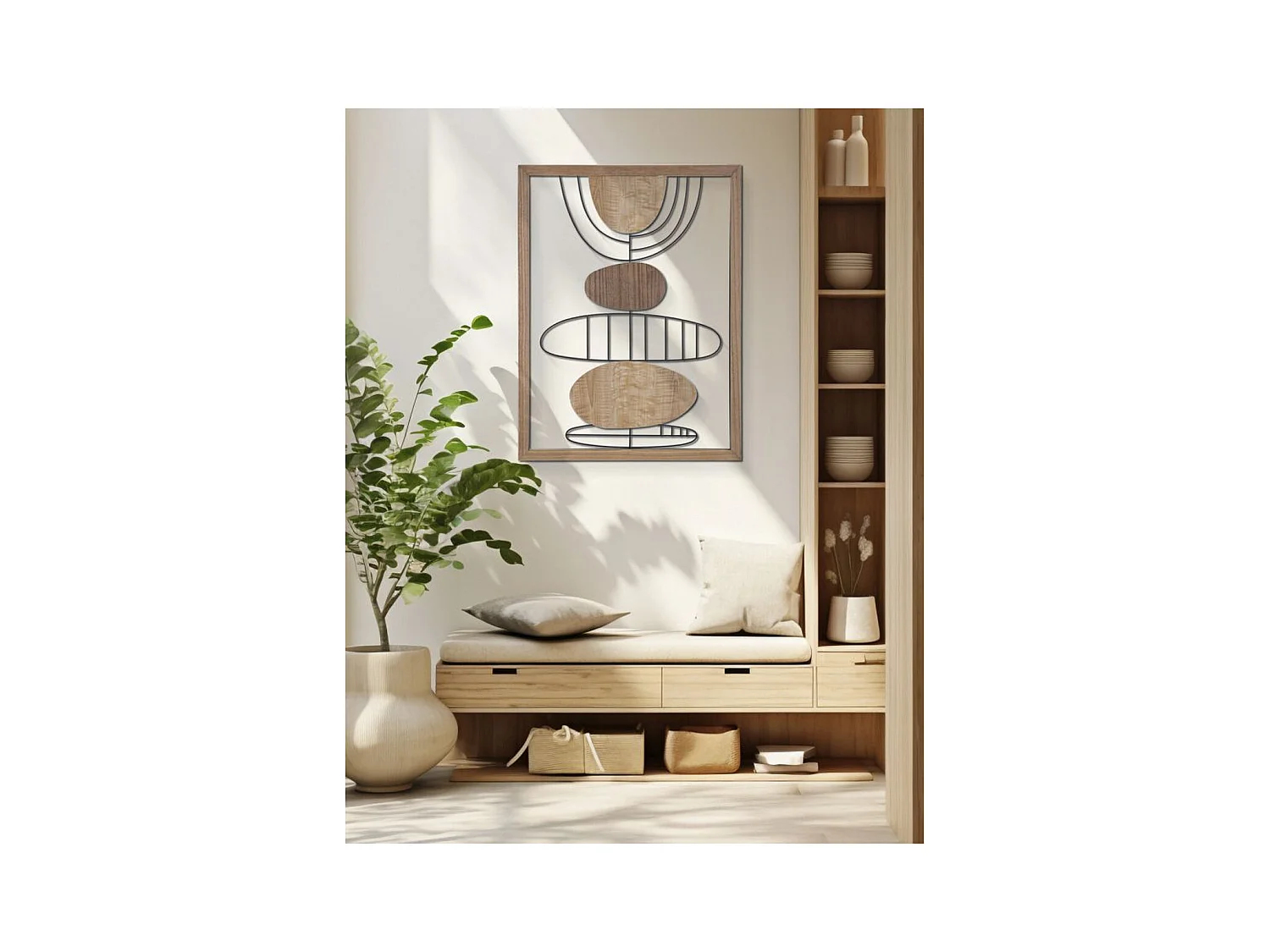 Dekoracja z Metalu i Drewna Geometryczny 8, Wielokolorowy, 60x2x80 cm, Epikasa