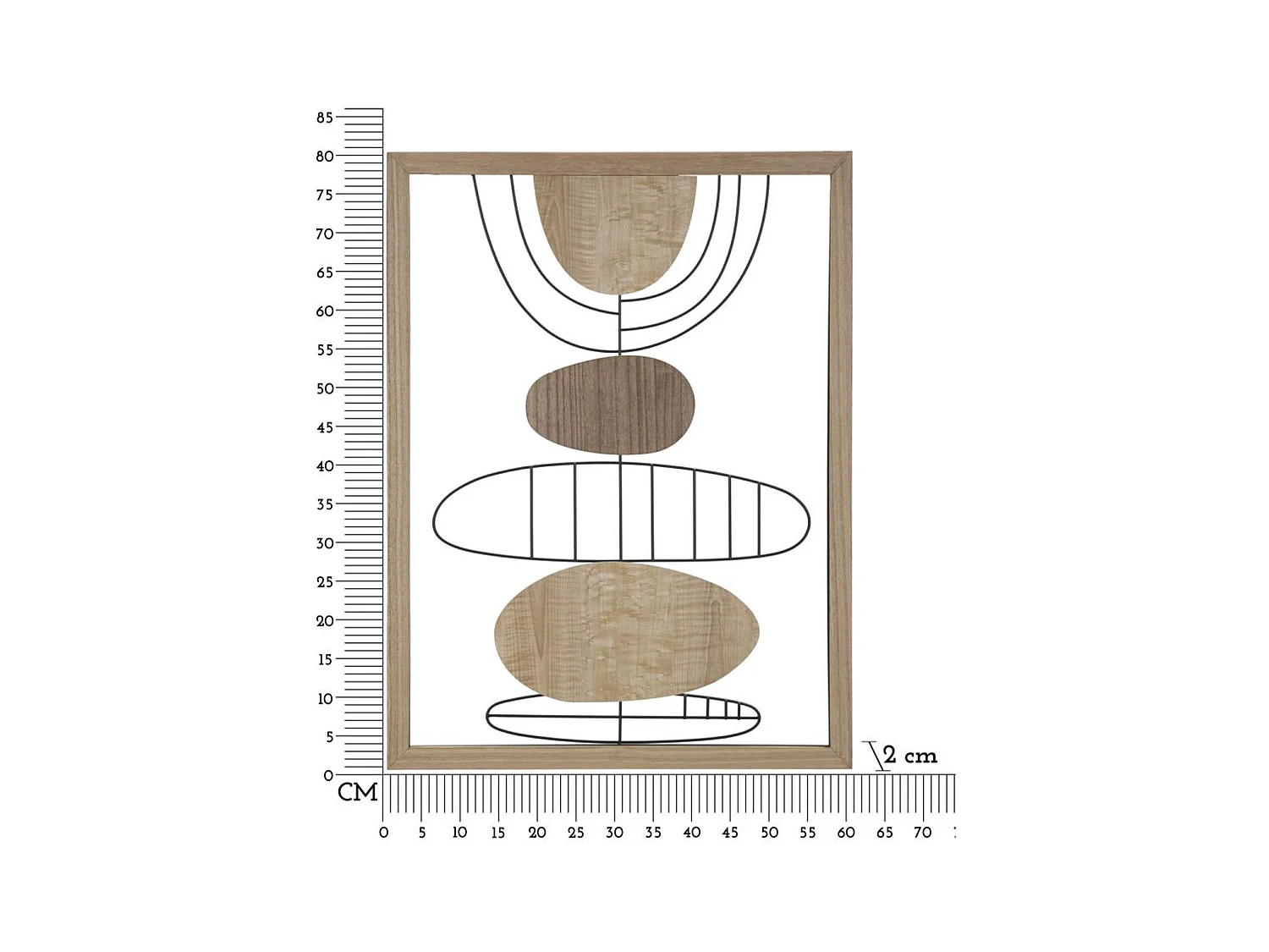 Dekoracja z Metalu i Drewna Geometryczny 8, Wielokolorowy, 60x2x80 cm, Epikasa