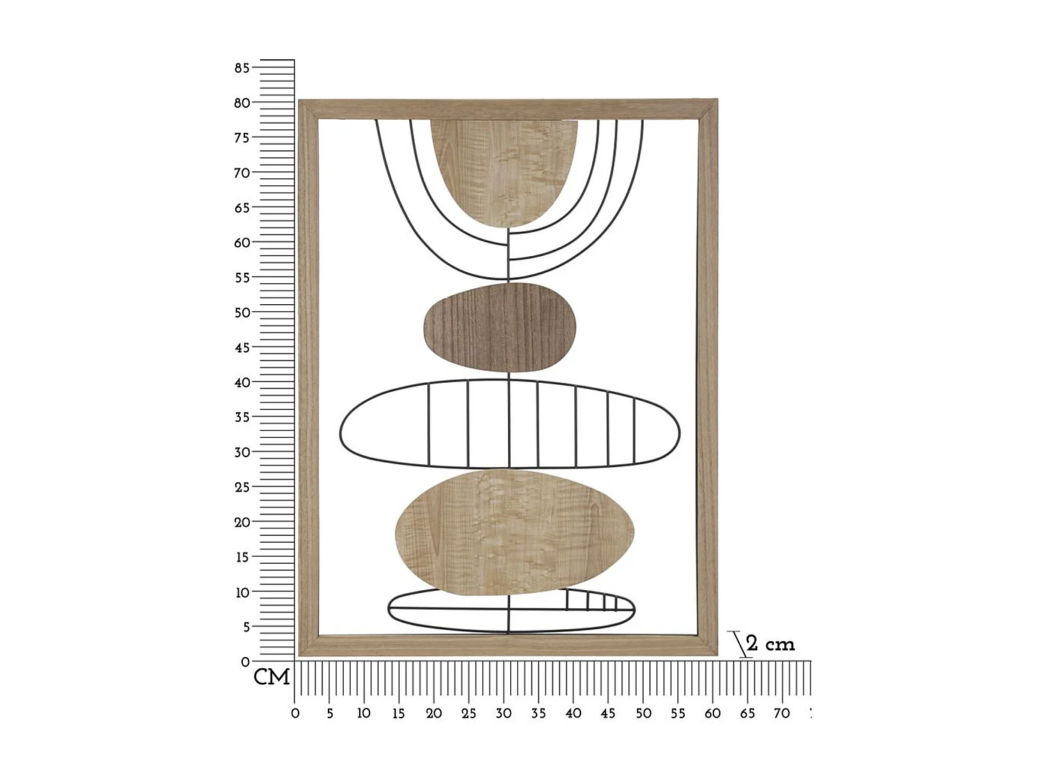 Dekoracja z Metalu i Drewna Geometryczny 8, Wielokolorowy, 60x2x80 cm, Seven Design
