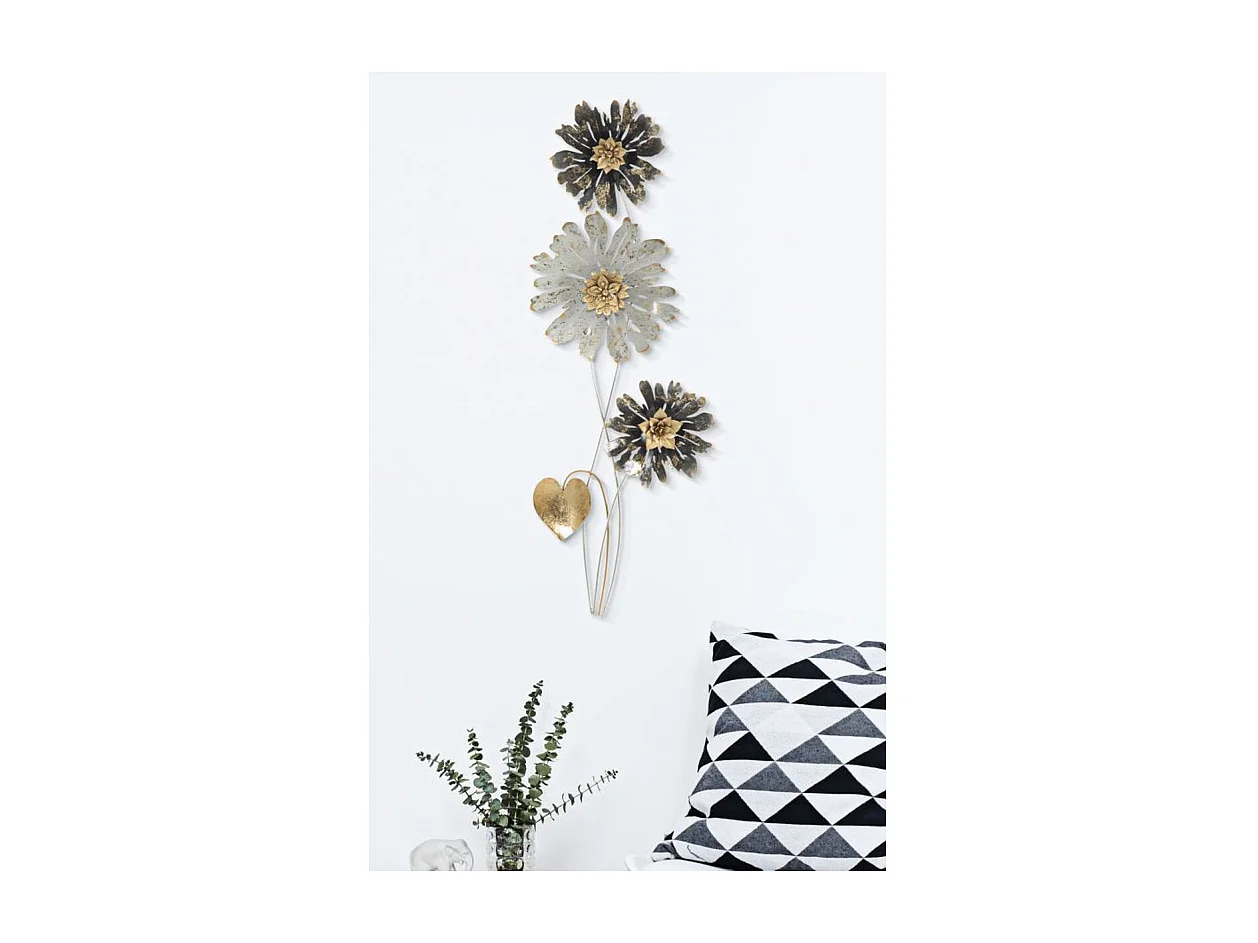 Metalowa Dekoracja 3D Kwiaty 42, Wielokolorowy, 35x5,5x88 cm, Seven Design