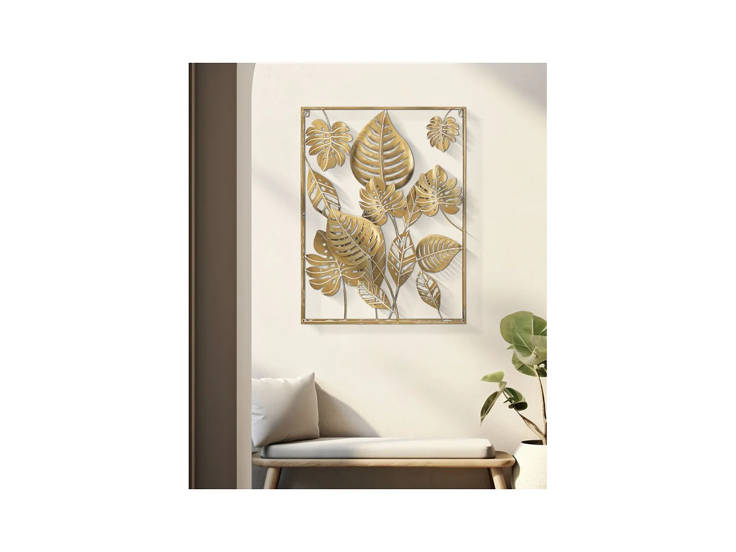 3D Metalen Decoratie Blad 20, Goud, 60x6,5x80 cm, Epikasa