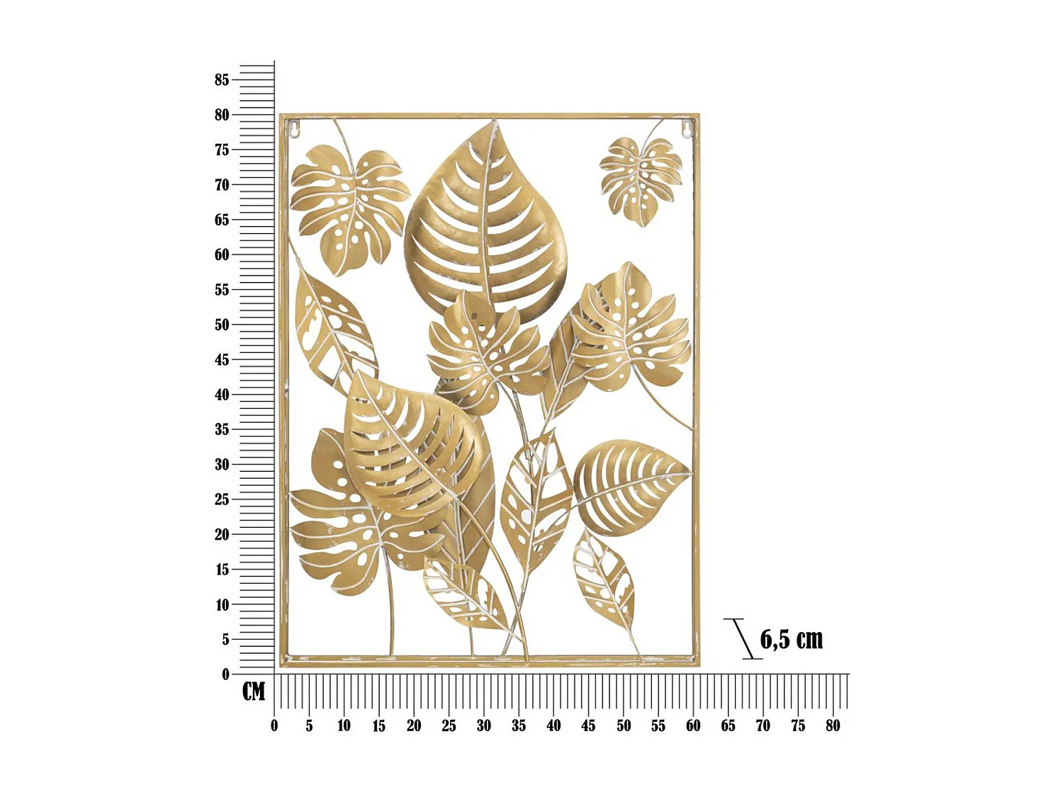 3D Metalen Decoratie Blad 20, Goud, 60x6,5x80 cm, Epikasa