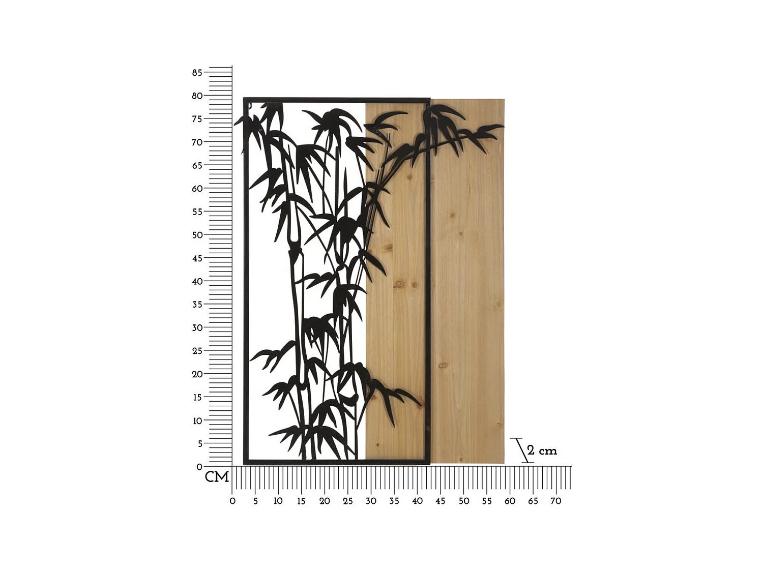 Dekoracja z Metalu i Drewna Bambus, Brązowy, 58x2x80 cm, Epikasa