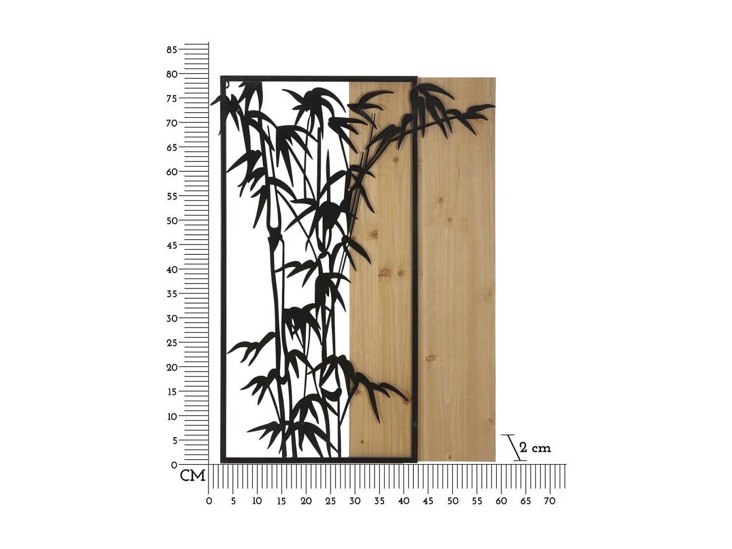 Décoration en Métal et Bois Bambou, Marron, 58x2x80 cm, Seven Design