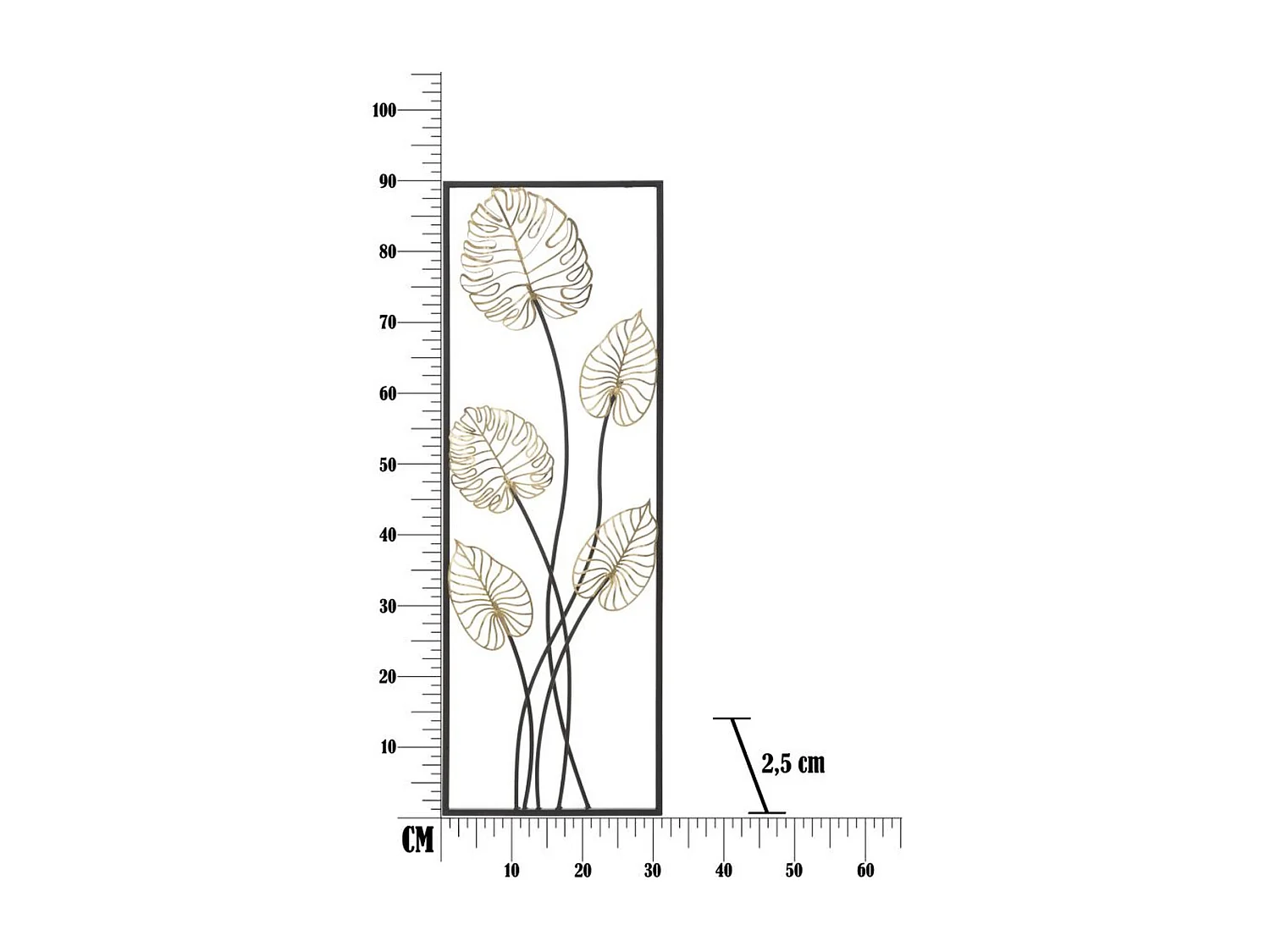 3D Metalen Decoratie Blad 43, Veelkleurig, 31x2,5x90 cm, Epikasa