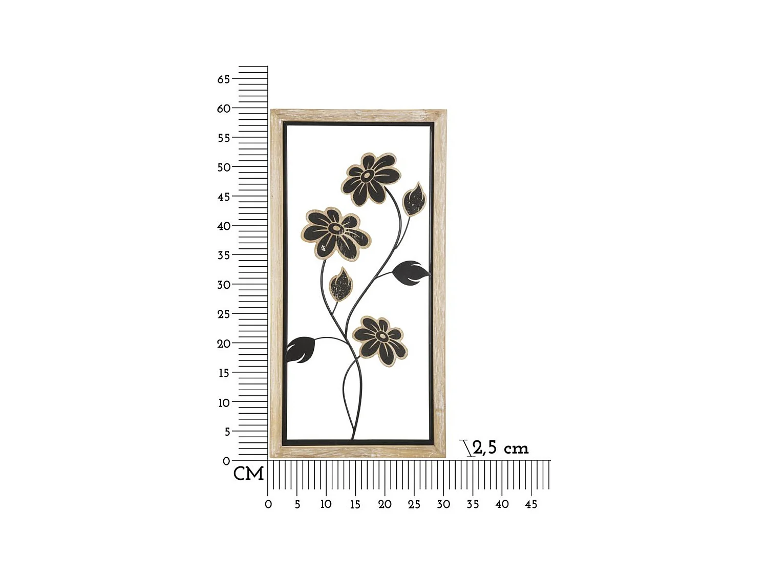 Metalowa Dekoracja 3D Kwiaty 45, Brązowy, 30x2,5x60 cm, Epikasa