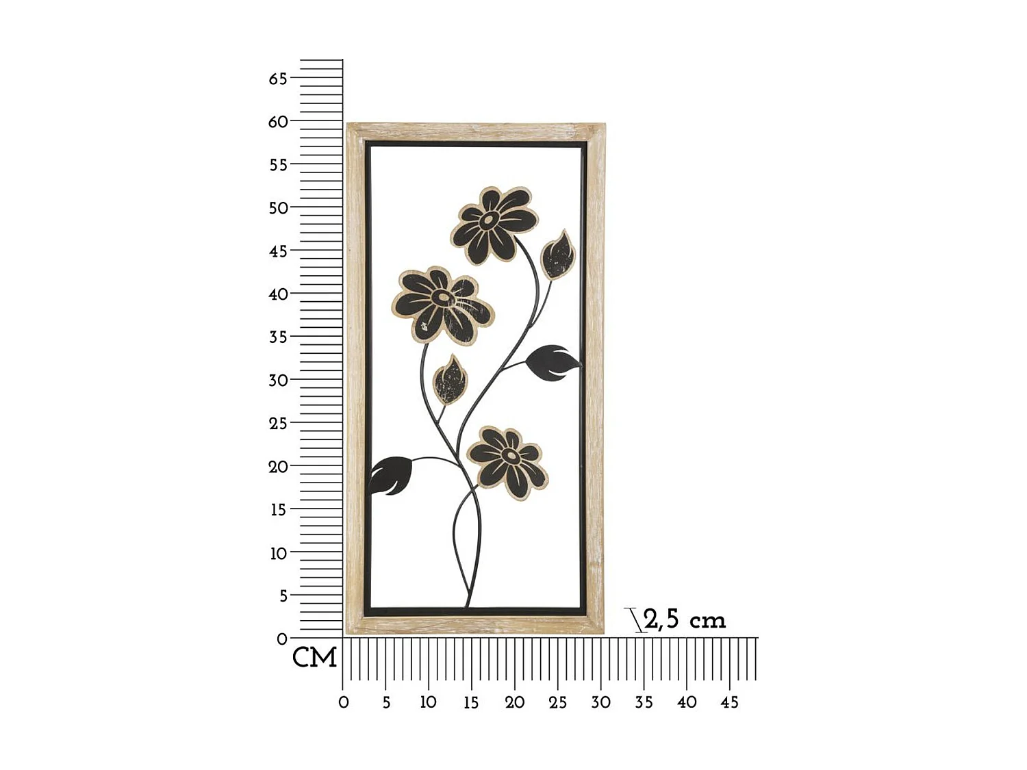 Metalowa Dekoracja 3D Kwiaty 45, Brązowy, 30x2,5x60 cm, Seven Design