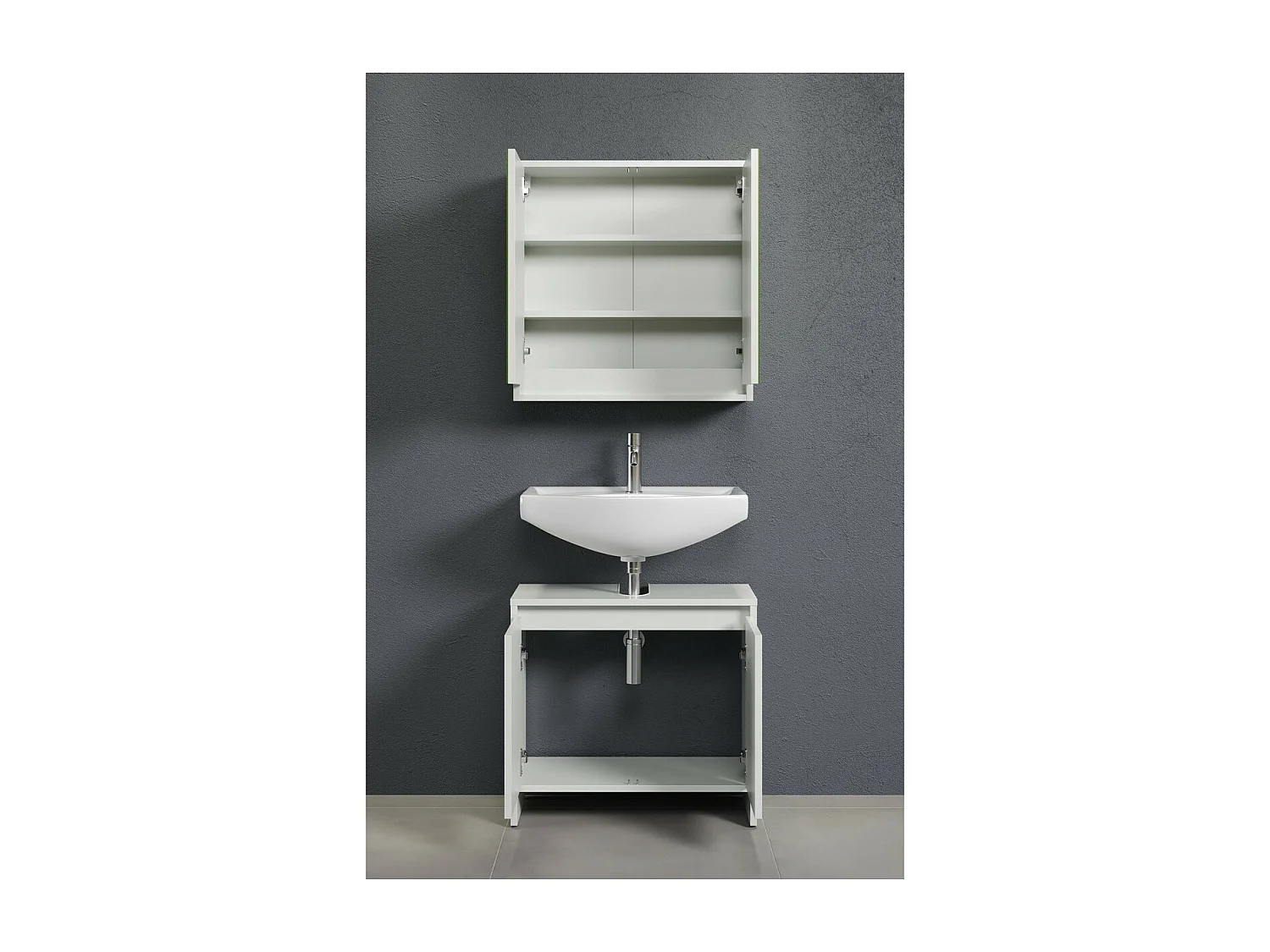 Ensemble de Meubles de Salle de Bain Basix, Blanc, 60x28x164 cm, Seven Design