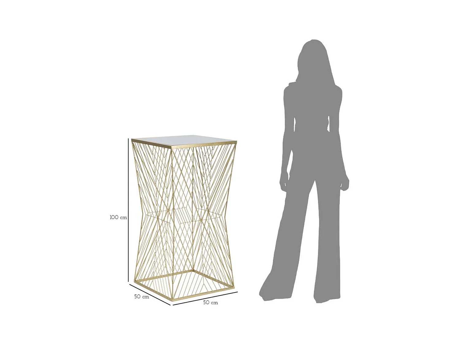 Tavolo MF594, Oro, 50x50x100 cm, Epikasa