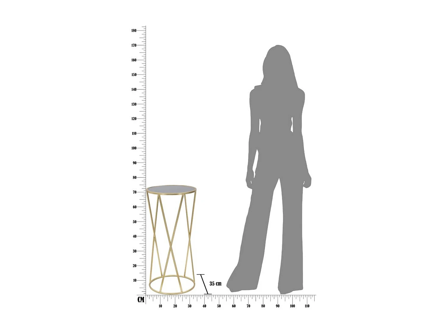 Table d'Appoint MF601, Or, 35x35x75 cm, Seven Design
