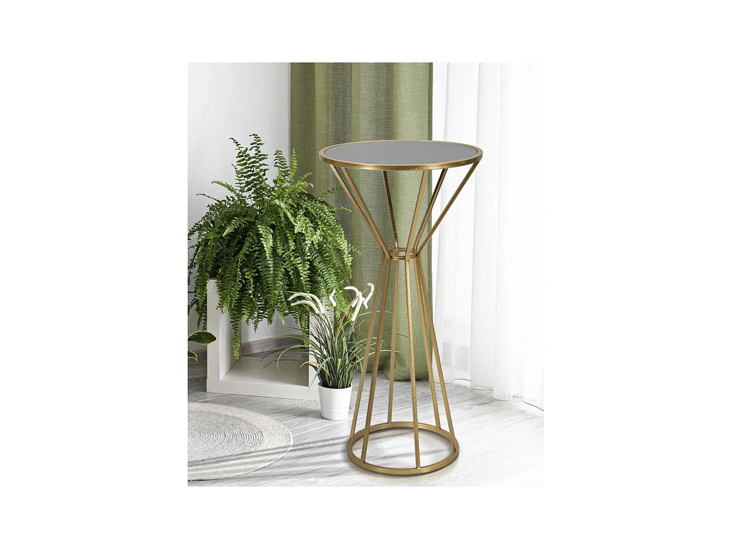 Tavolo MF587, Oro, 50x50x100 cm, Epikasa