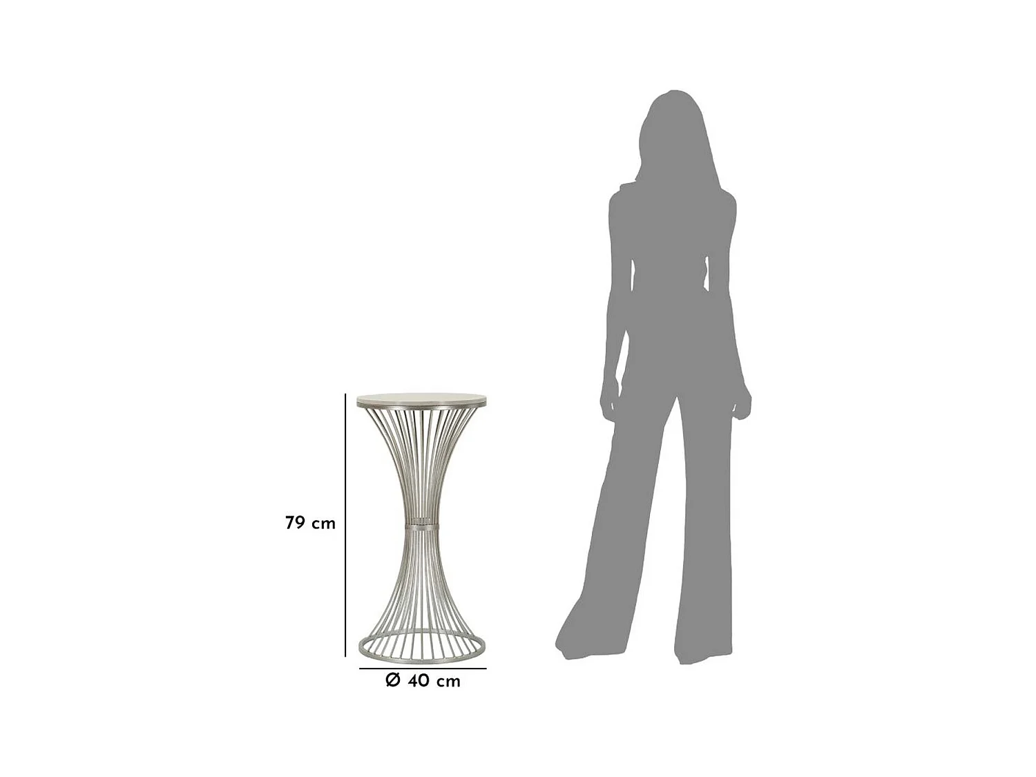 Stolik MF582, Srebrny, 40x40x79 cm, Epikasa