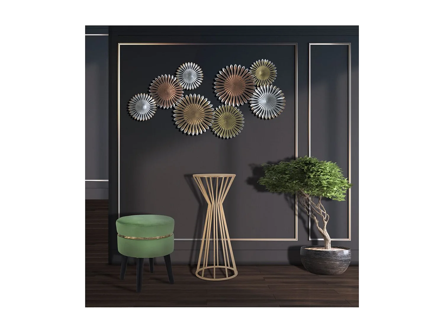 Table à Manger MF580, Or, 38x38x100 cm, Seven Design