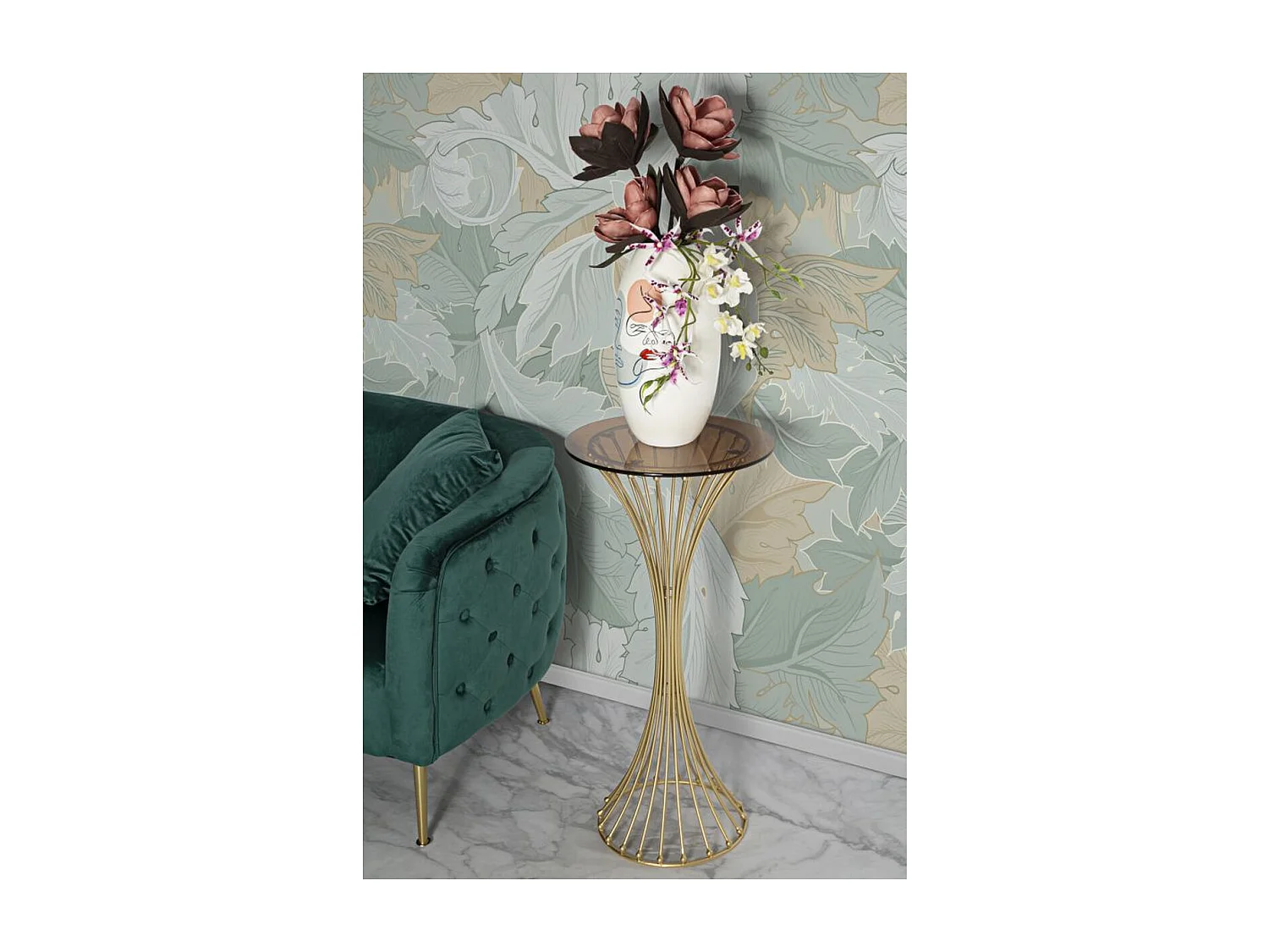 Stolik Kawowy MF599, Złoto, 40x40x82 cm, Seven Design