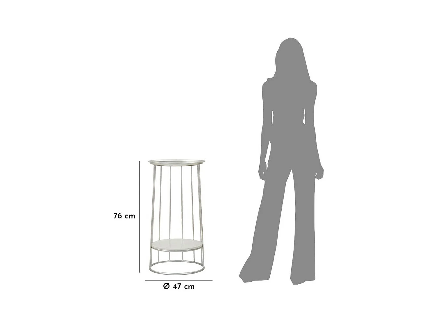 Stolik MF583, Srebrny, 40x40x76 cm, Epikasa