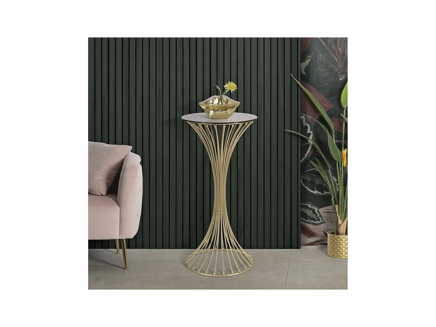 Tavolino MF596, Oro, 50x50x103 cm, Seven Design