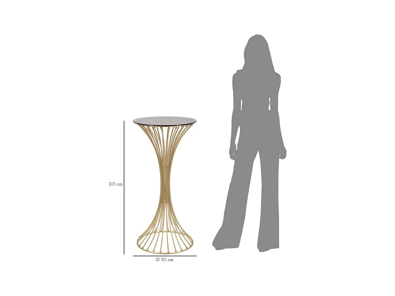 Tavolino MF596, Oro, 50x50x103 cm, Seven Design