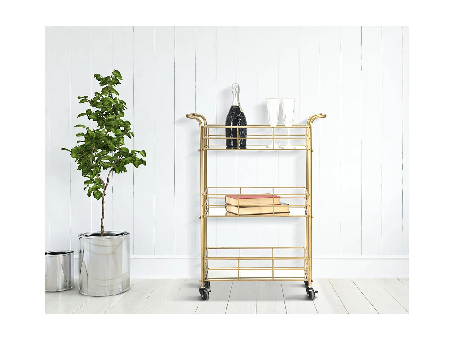 Carrinho MF4, Ouro, 60x30,5x80 cm, Epikasa