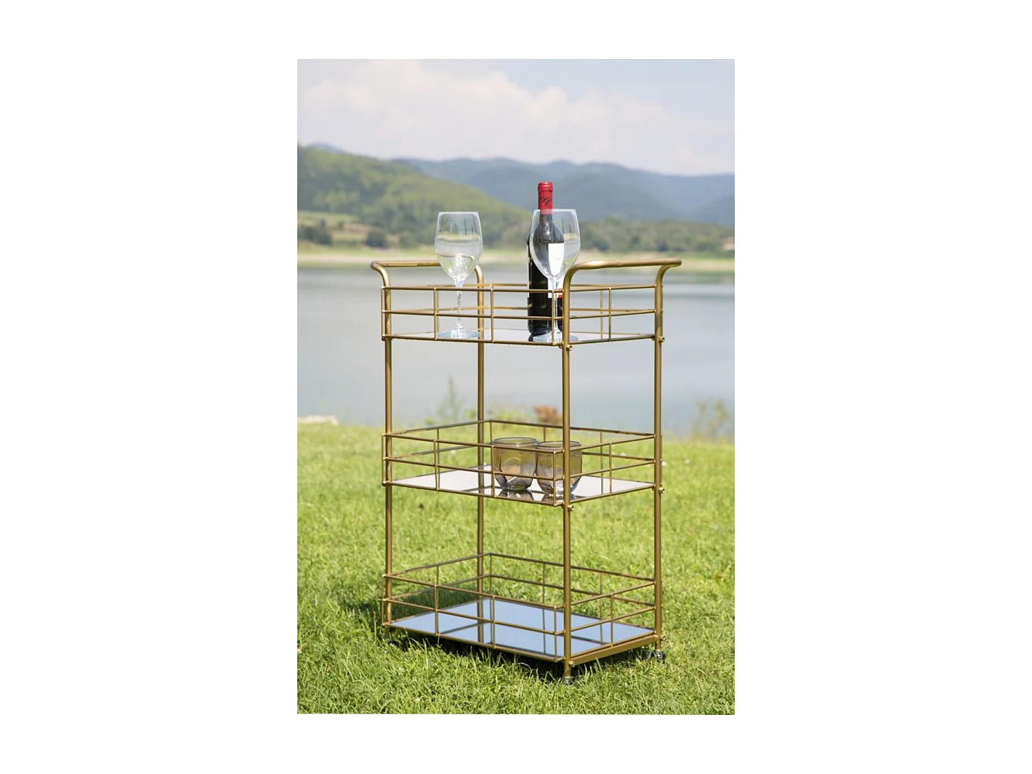Chariot de Cuisine MF4, Or, 60x30,5x80 cm, Seven Design