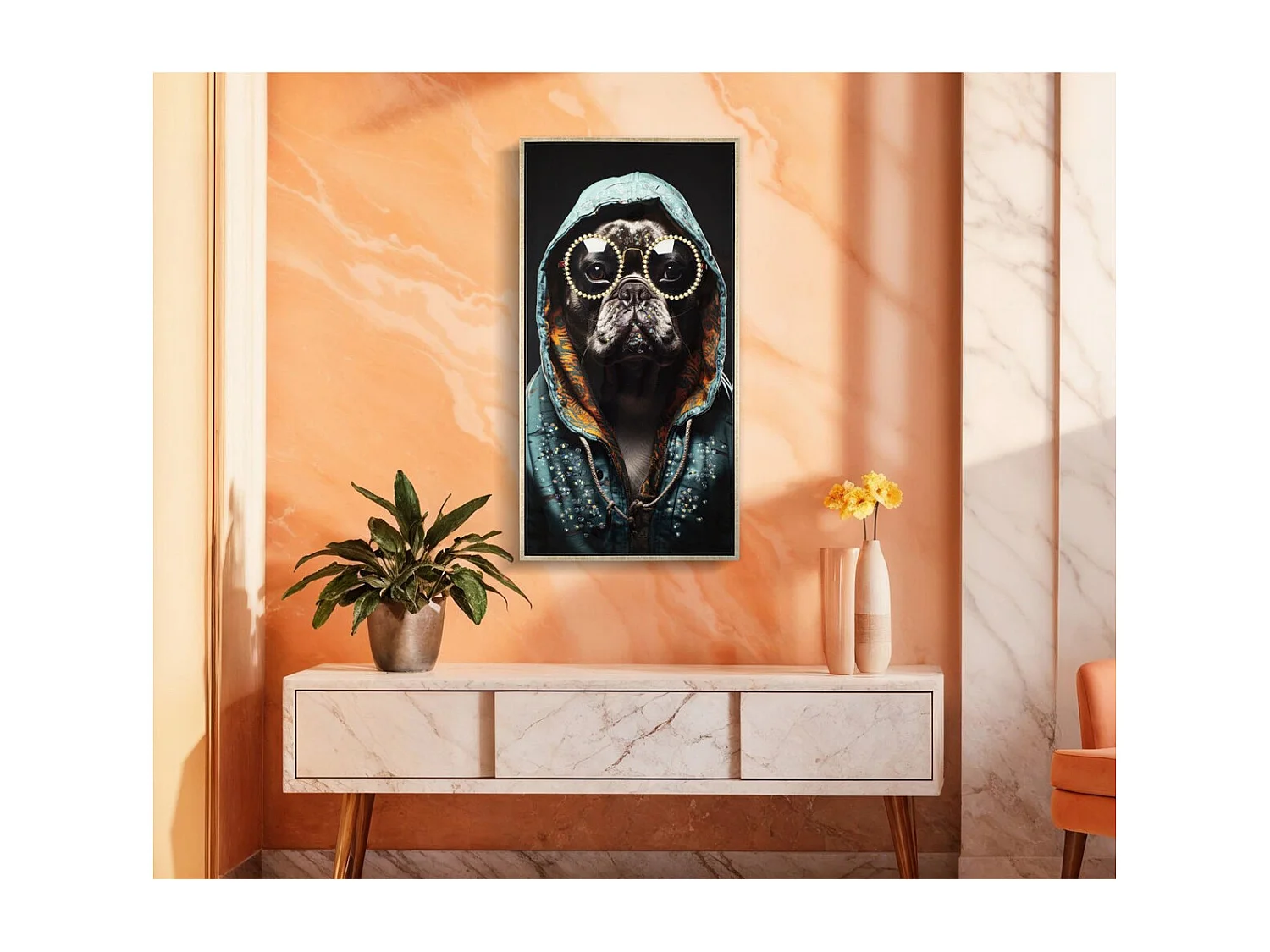 Stampa su Tela Cane 12, Multicolore, 42,5x2,8x82,5 cm, Epikasa