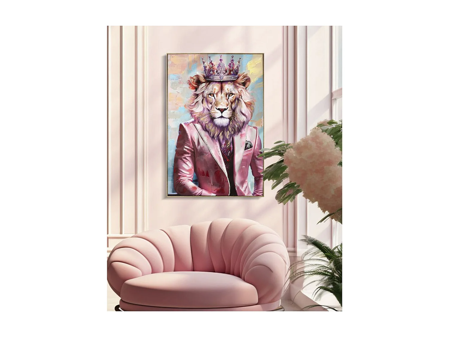 Stampa su Tela Leone, Multicolore, 82x4,5x122 cm, Epikasa