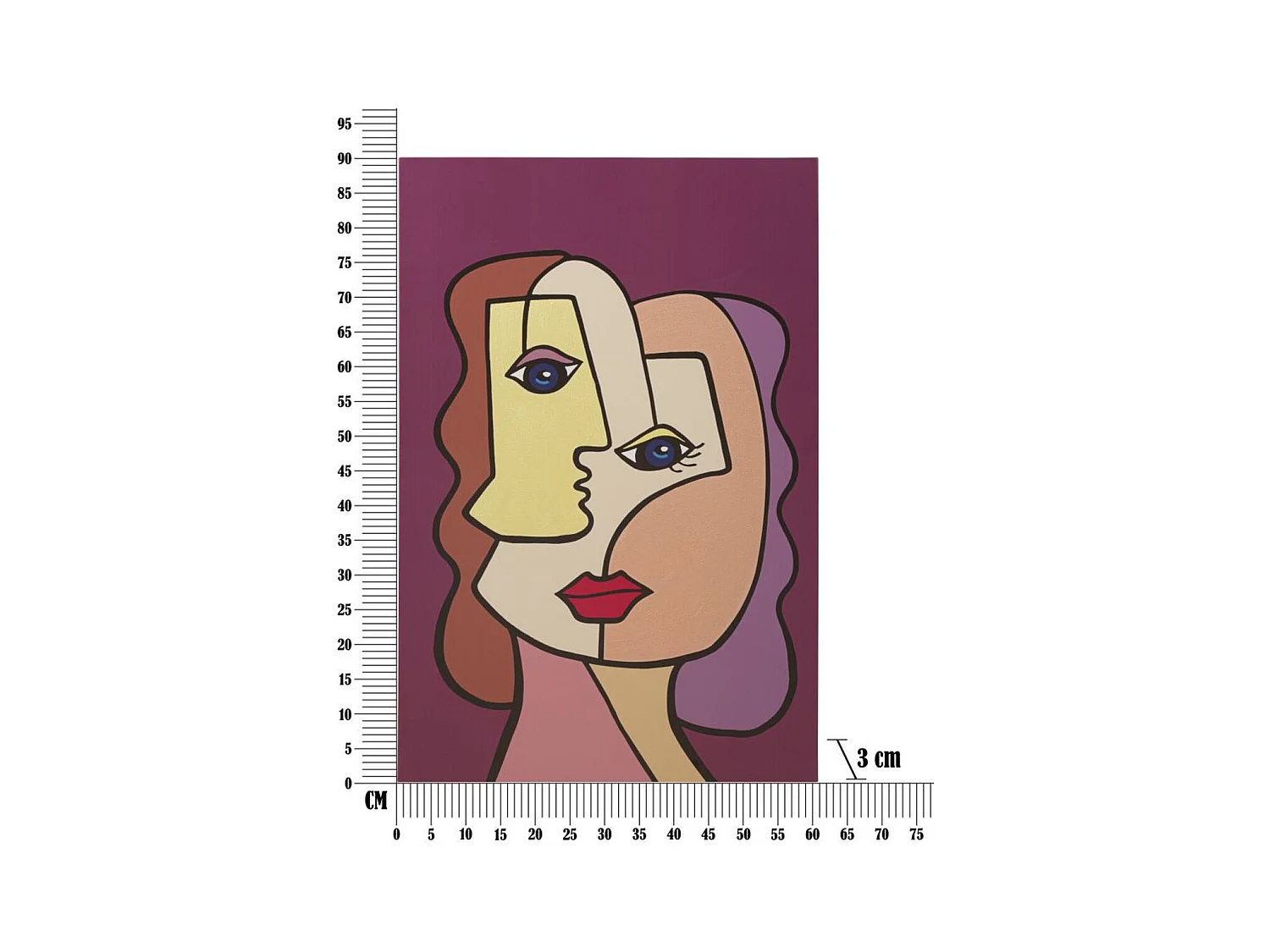 Wydruk na Płótnie Twarz 14, Wielokolorowy, 60x3x90 cm, Epikasa