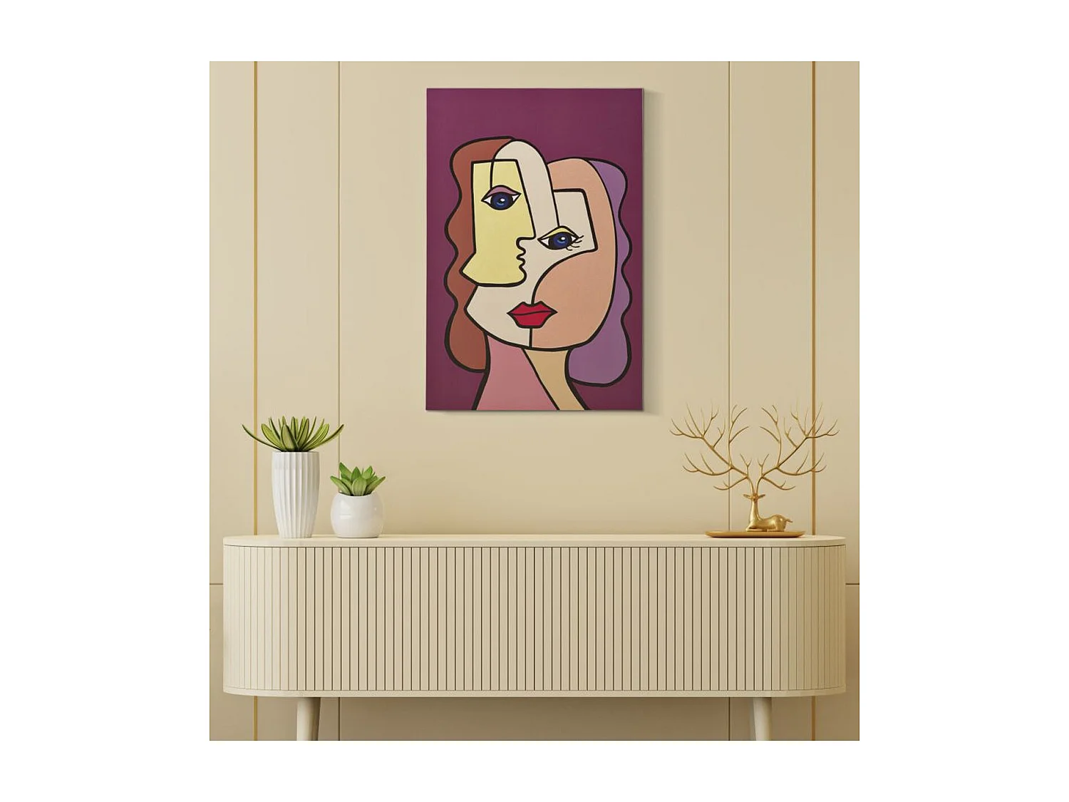 Impression sur Toile Visage 14, Multicouleur, 60x3x90 cm, Seven Design