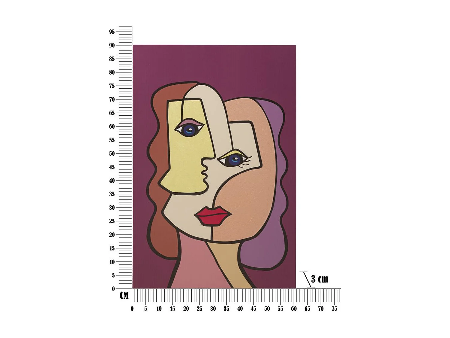 Impression sur Toile Visage 14, Multicouleur, 60x3x90 cm, Seven Design