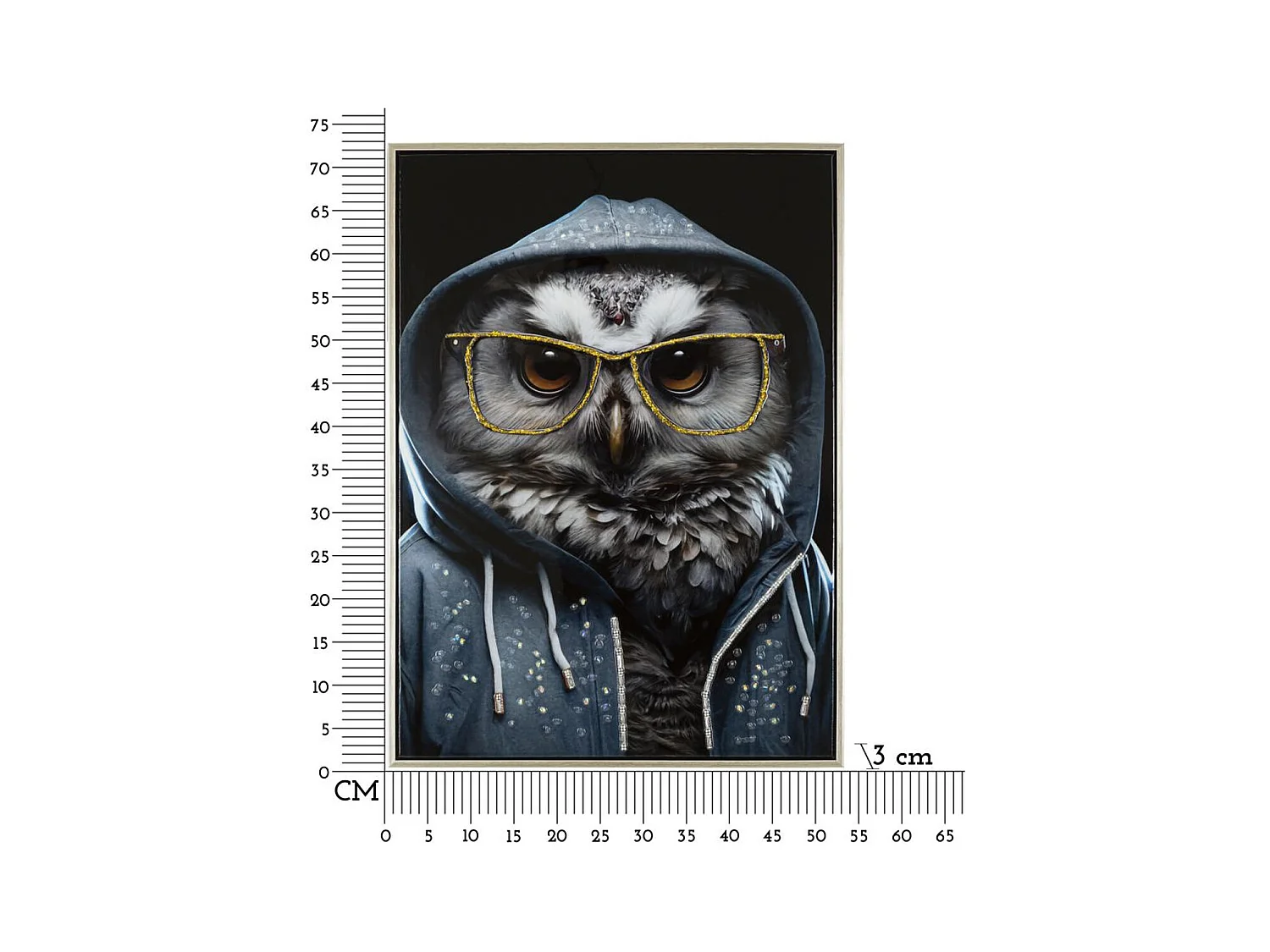 Afdrukken op Canvas Uil, Veelkleurig, 53x3x73 cm, Epikasa