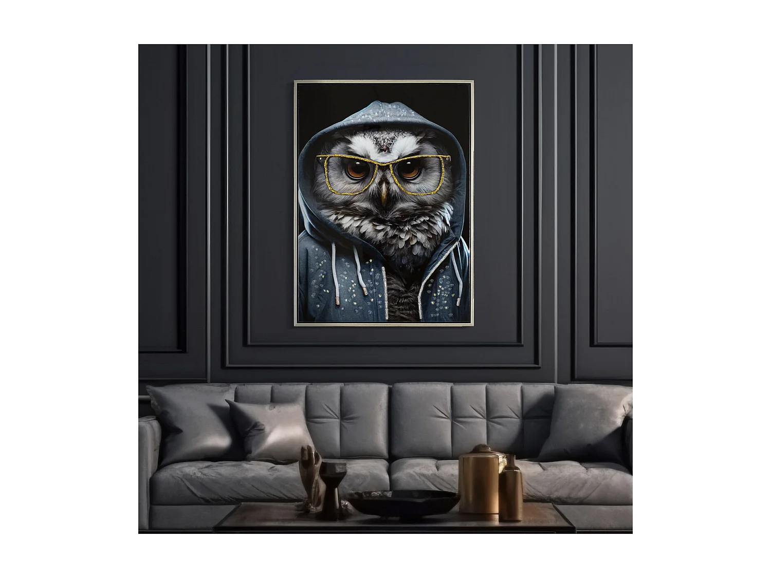 Afdrukken op Canvas Uil, Veelkleurig, 53x3x73 cm, Epikasa