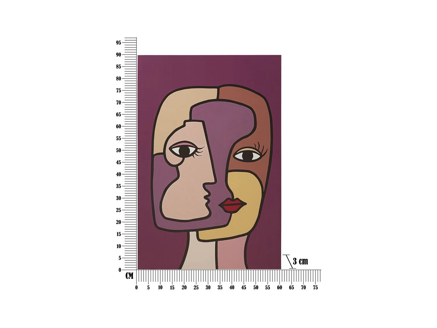 Wydruk na Płótnie Twarz 13, Wielokolorowy, 60x3x90 cm, Epikasa