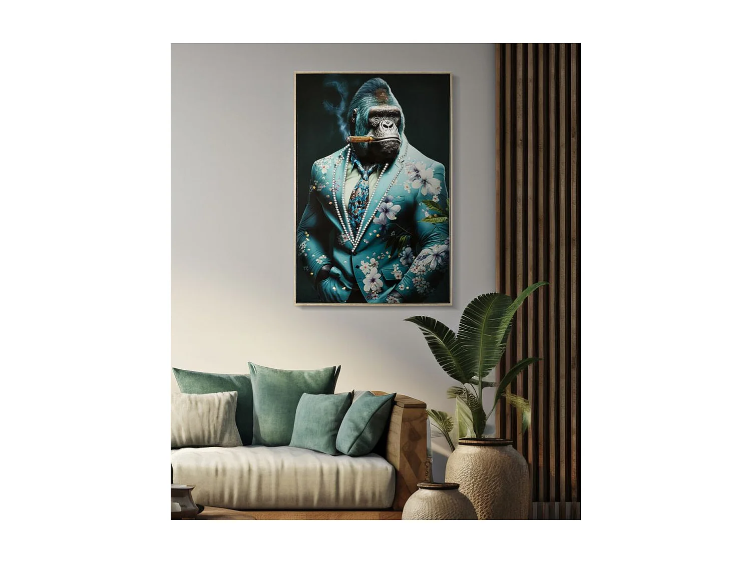 Impression sur Toile Gorille 5, Multicouleur, 62x4x92 cm, Seven Design