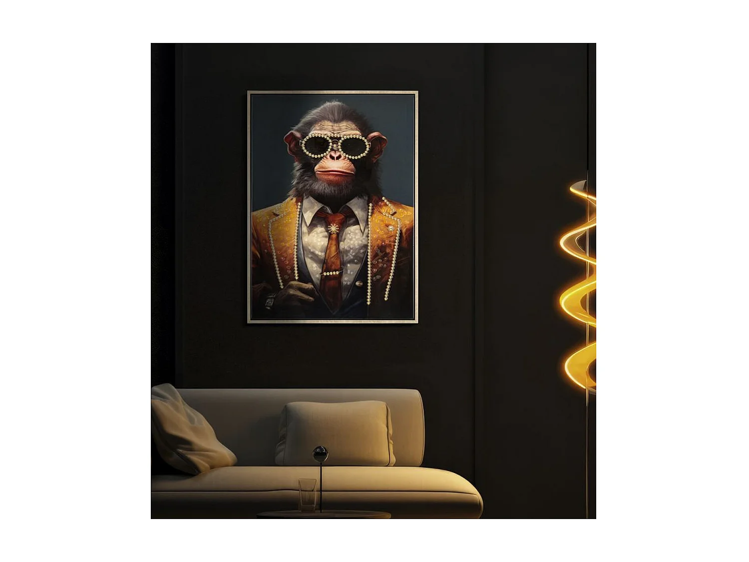 Wydruk na Płótnie Małpa 8, Wielokolorowy, 52,5x2,8x72,5 cm, Seven Design