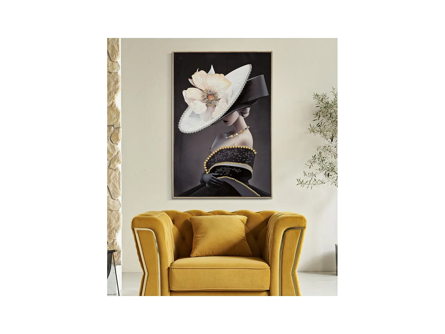 Wydruk na Płótnie Kobieta z kwiatem 1, Wielokolorowy, 62x4x92 cm, Epikasa