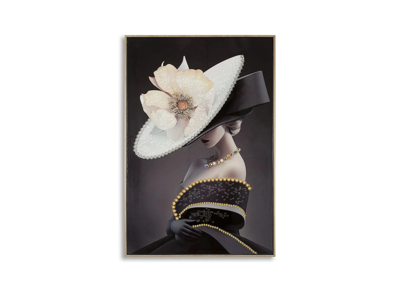 Impression sur Toile Femme à la fleur 1, Multicouleur, 62x4x92 cm, Epikasa
