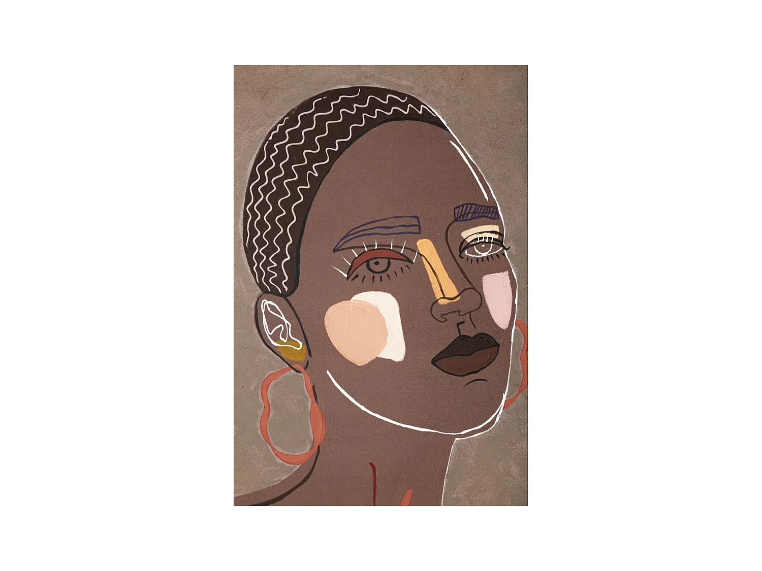 Wydruk na Płótnie Twarz 16, Brązowy, 80x2,8x100 cm, Epikasa