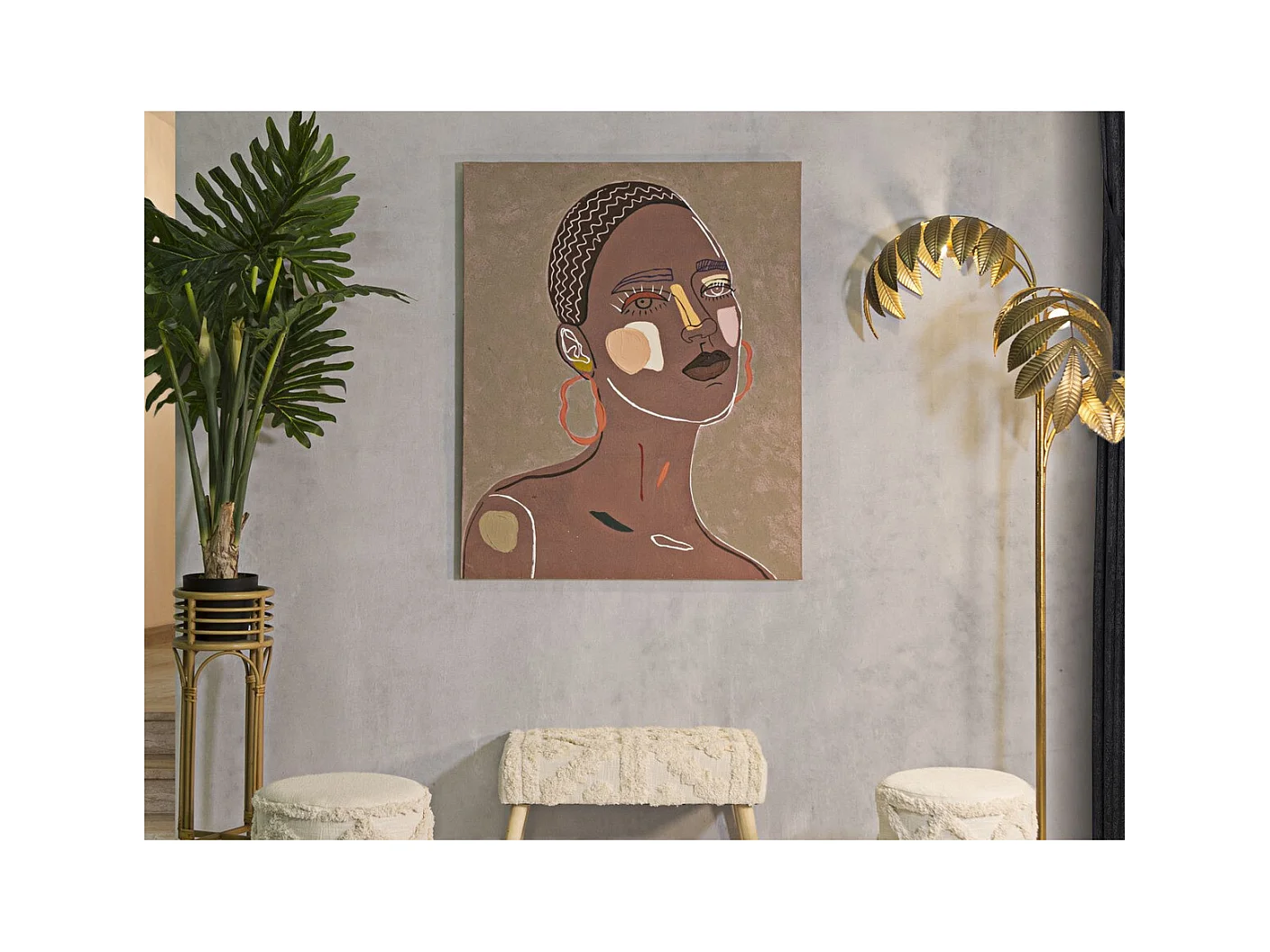 Wydruk na Płótnie Twarz 16, Brązowy, 80x2,8x100 cm, Epikasa