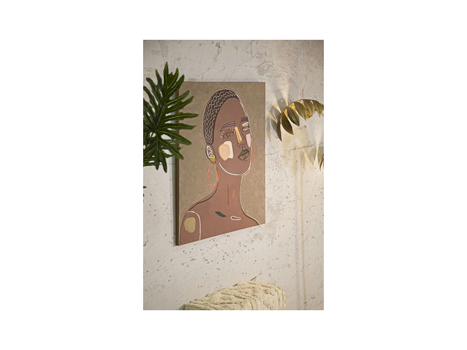 Wydruk na Płótnie Twarz 16, Brązowy, 80x2,8x100 cm, Epikasa