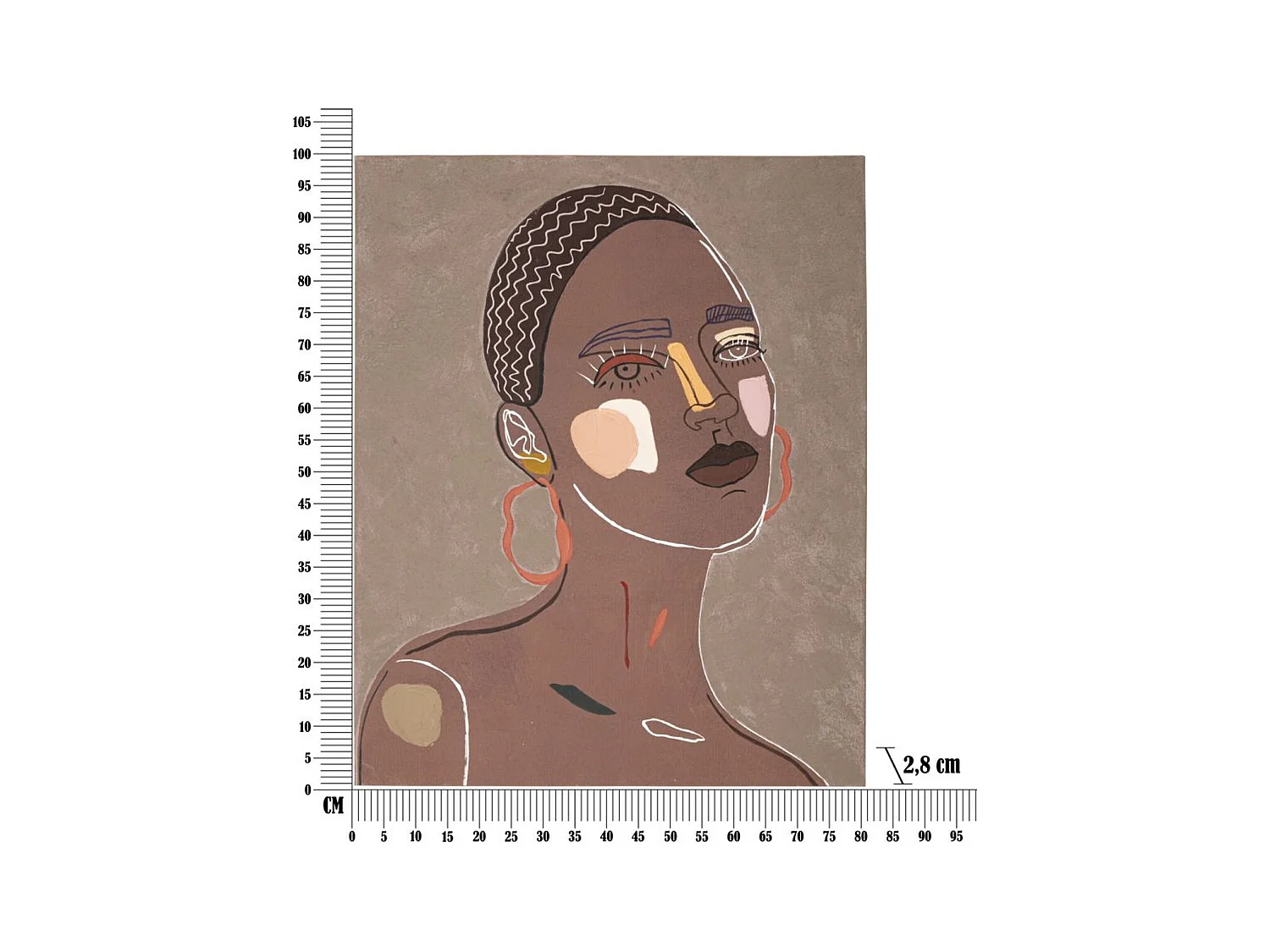 Wydruk na Płótnie Twarz 16, Brązowy, 80x2,8x100 cm, Epikasa