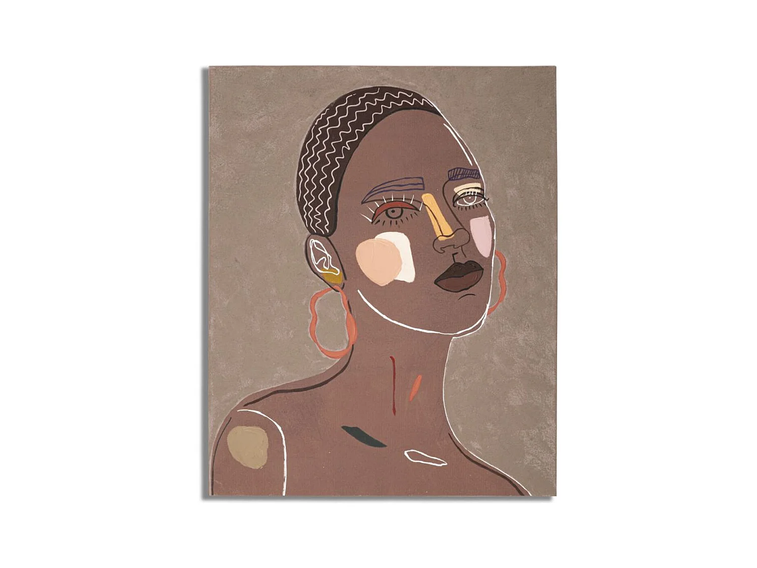 Impression sur Toile Visage 16, Marron, 80x2,8x100 cm, Epikasa