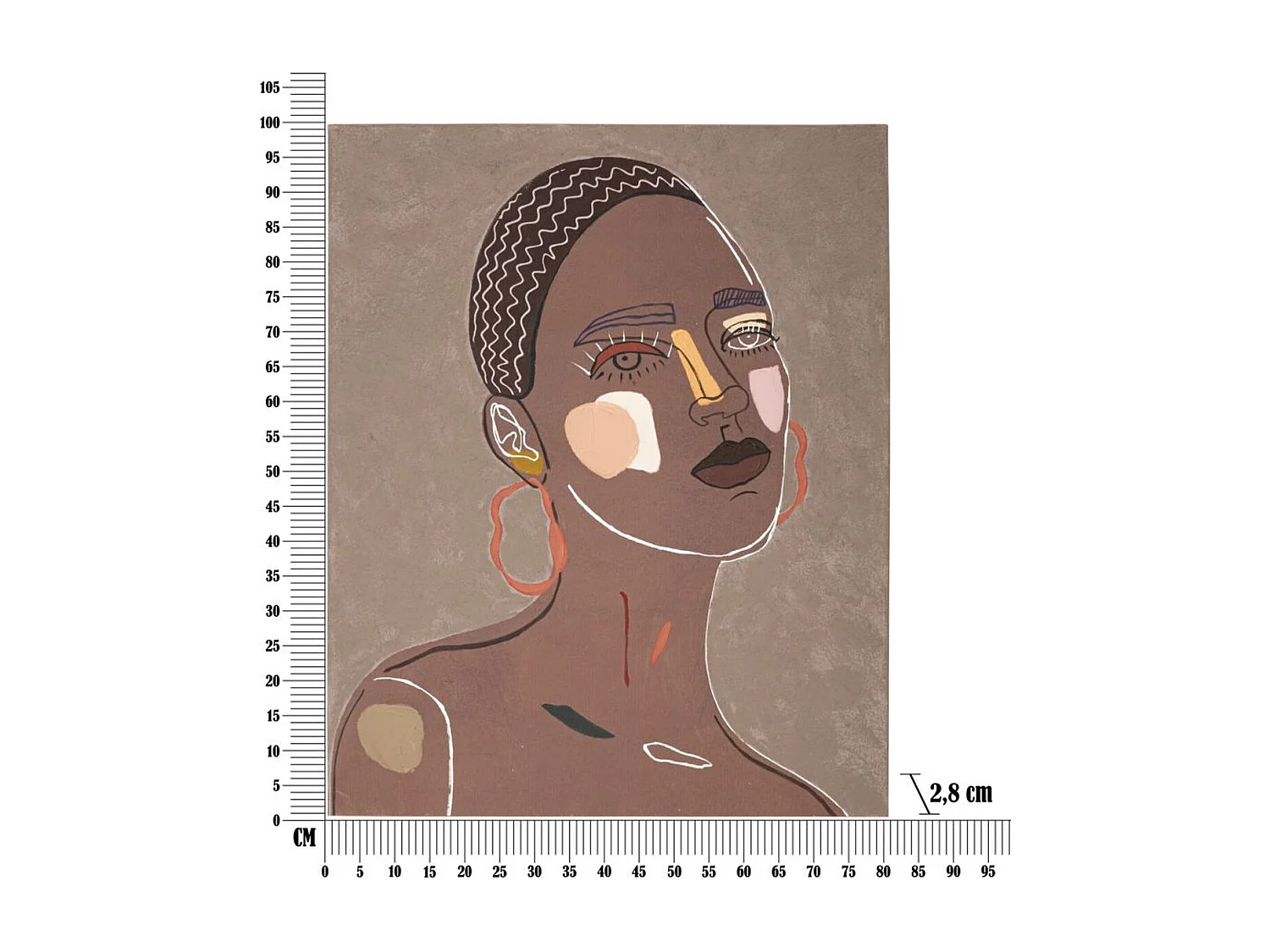 Wydruk na Płótnie Twarz 16, Brązowy, 80x2,8x100 cm, Seven Design